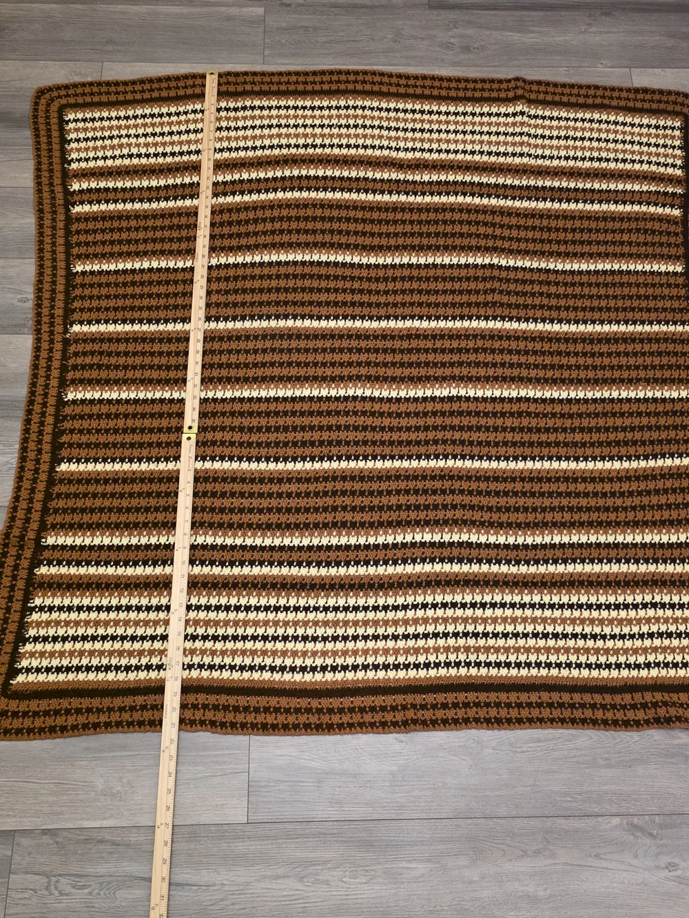 Vintage 1970s Style Handmade Crochet Afghan Blanket Size 56x54